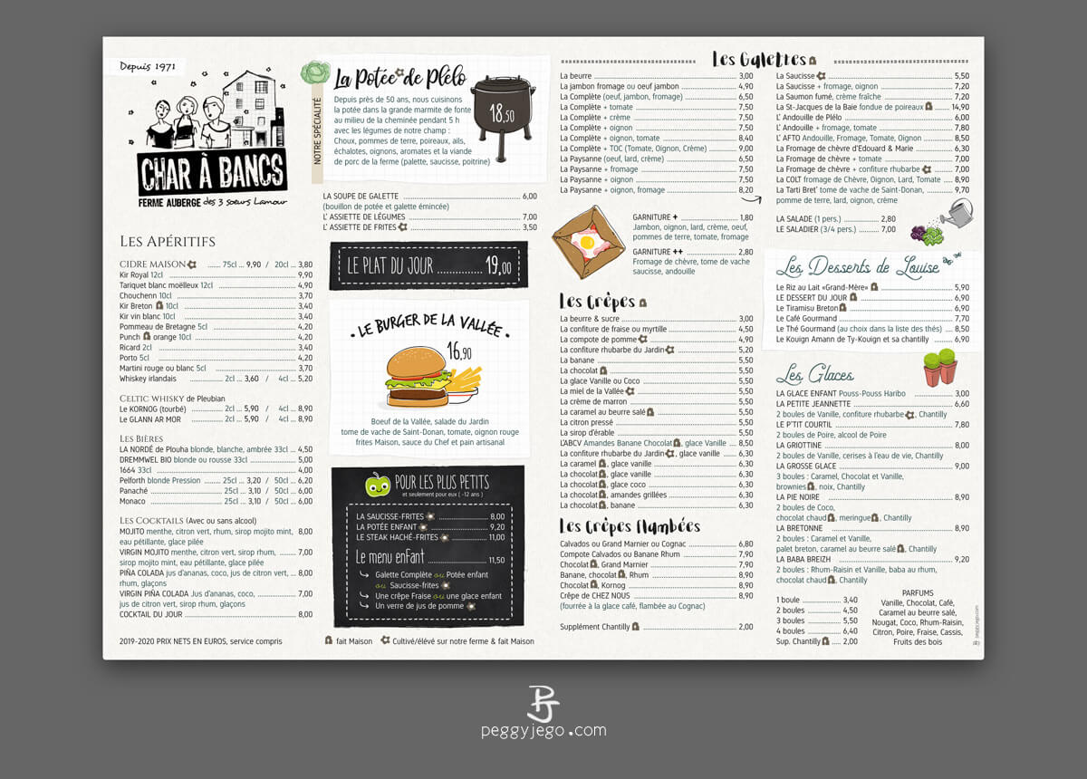 Menu Char à Bancs - Création d'un menu/set de table