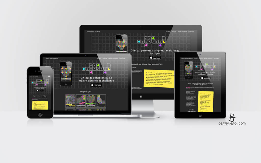 Création de site Web responsive pour My Shapes, jeu vidéo pour iPhone, iPod touch et iPad