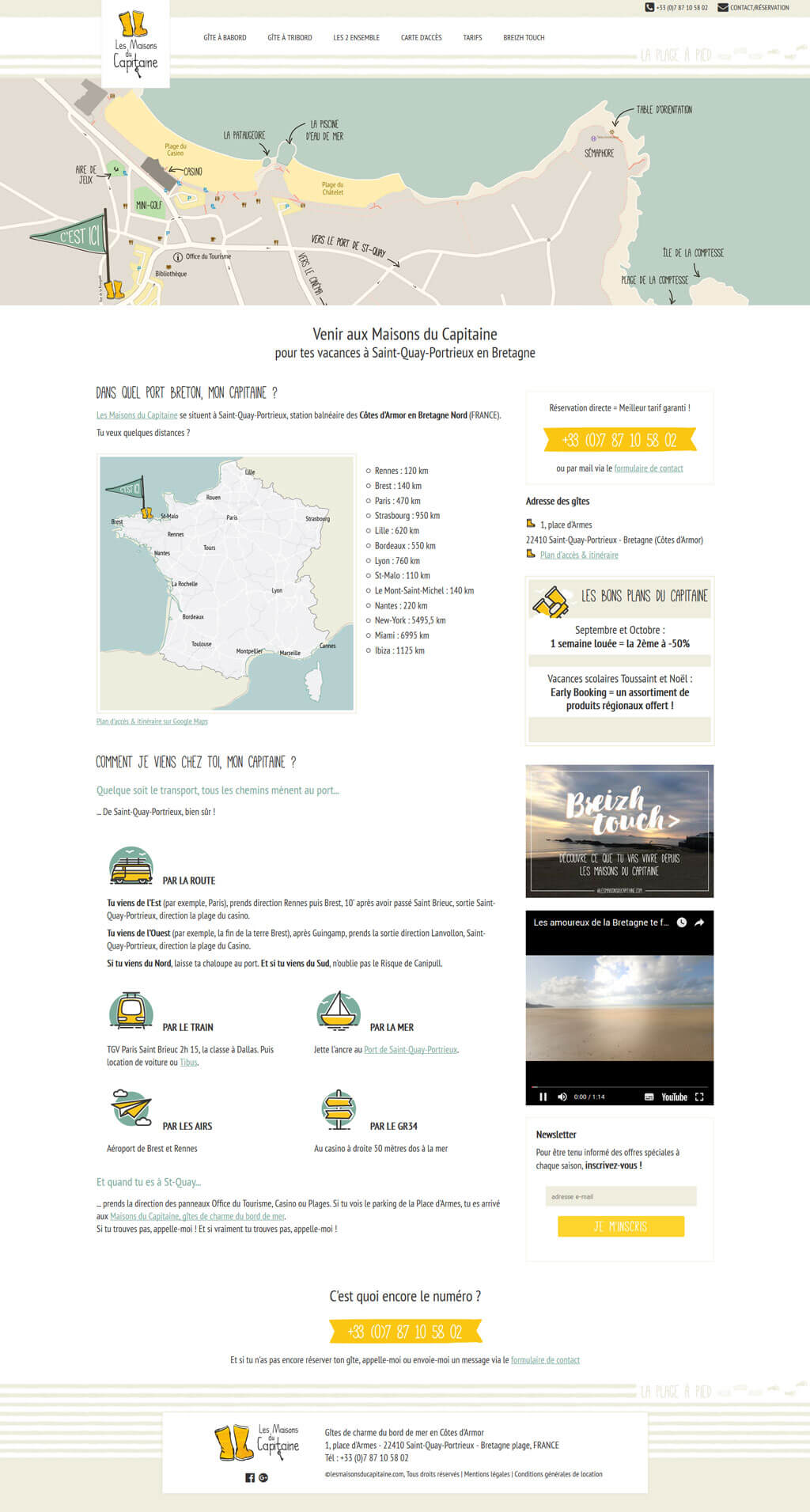 Web design de la page de localisation pour les Maisons du Capitaine