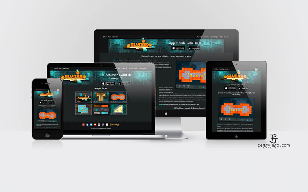 Création de site Web responsive pour Slydrs, jeu vidéo pour iOS et Androïd